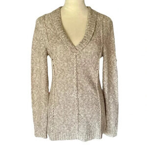 Antonio Melani Cozy Preppy Knit Pullover Sweater V-Neck Neutral Women Sz M